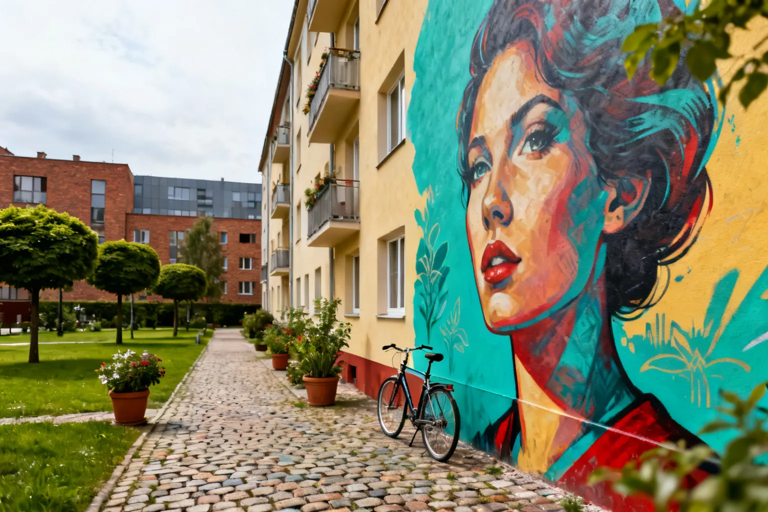 Mural „Paciorki jednego różańca” w Giszowcu autorstwa M‑City