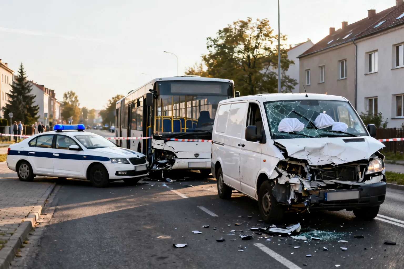 45-letni kierowca zginął po zderzeniu dostawczego mercedesa z autobusem w Katowicach